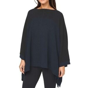 Lululemon It All Lines Up Poncho Sweater OS Navy Black Ribbed Knit Travel Cozy